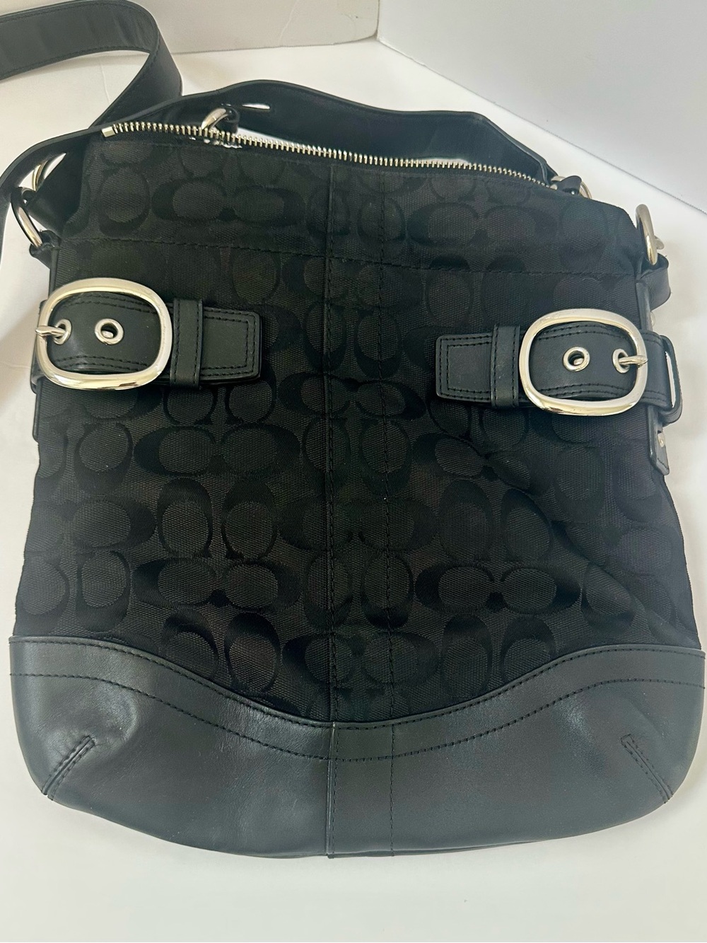 COACH Y2K Signature Soho Slim Duffle Buckle Shoulder/Crossbody Black Leather - Picture 2 of 12